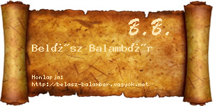 Belász Balambér névjegykártya